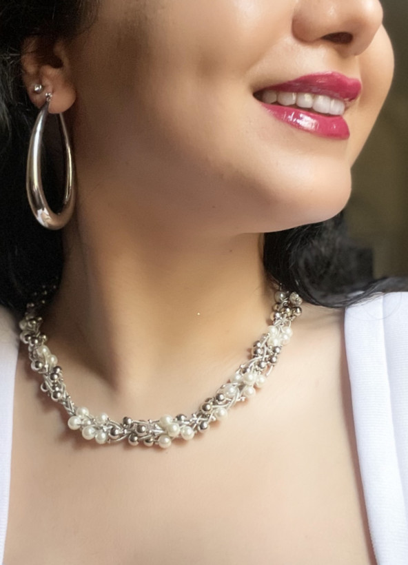 گردنبند مارپیچی مرواریدی کد ۲۲۱۳