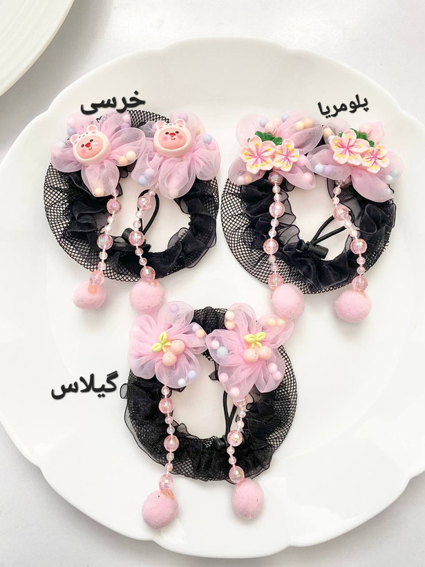پک کش موی توری بقچه ای و بامتل خط کشی کد ۲۷۴۱